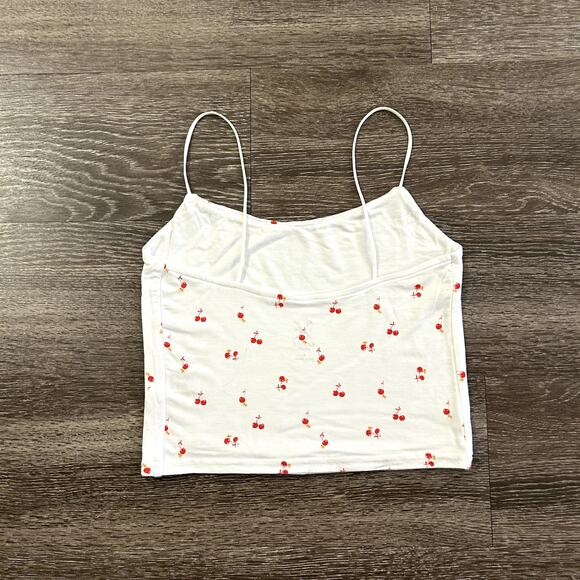 🍒 NWOT Pacsun Basics White Cherry Print Crop Cami Tank Top Size Small Y2K Cute - Picture 12 of 12
